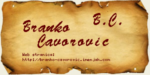 Branko Čavorović vizit kartica